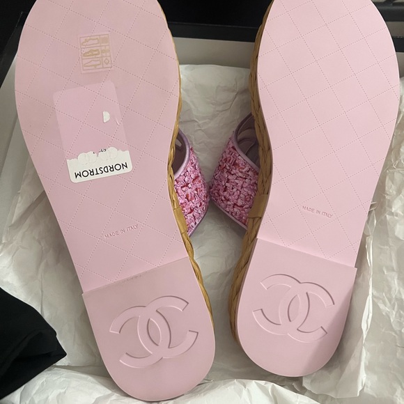 NEW in box. Chanel Pink Tweed Sandals - Picture 8 of 12